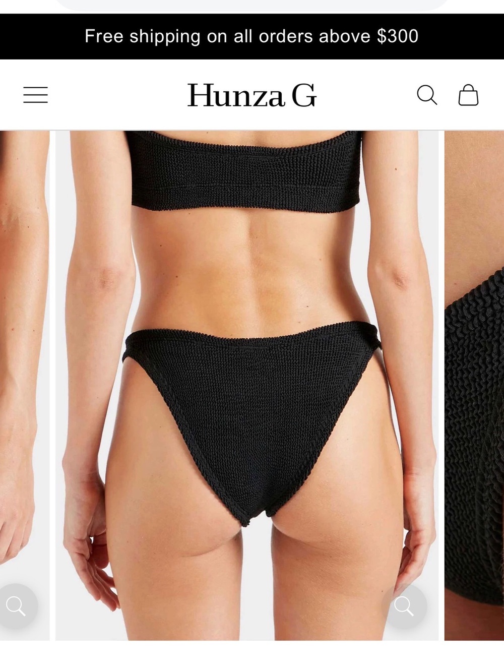 Hunza G Black Textured Strapless Bandeau Bikini - Picture 4 of 10
